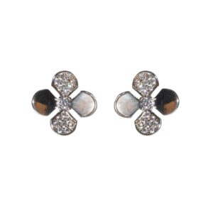 925 Sterling Silver Stud Earrings Four-leaf Clover Clover Flower Stud Earrings Ladies Four-leaf Clover Earrings Good Luck Clover for Ladies Valentine's Day Gift