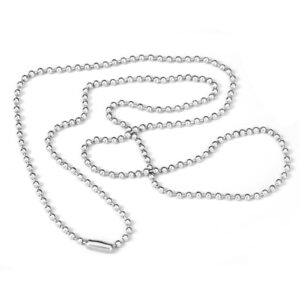 Stainless Steel Ball Bead Chain Adjustable Roller Matching Connectors Jewelry Making for Women Rustproof Clasp Silver (3.0mm 30" silvery) 2 pcs