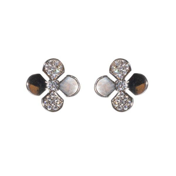 925 Sterling Silver Stud Earrings Four-leaf Clover Clover Flower Stud Earrings Ladies Four-leaf Clover Earrings Good Luck Clover for Ladies Valentine's Day Gift