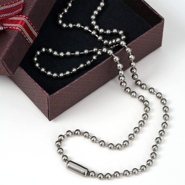 Titanium Bead Chain Necklace, Adjustable Jewelry Chain, Small Bead Ball Chain Necklace, With Gift Box (2.0-4.0mm Beads , 18- 30 inch) (2.4mm 24" gunmetal) - Image 5