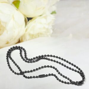 Pure Titanium Bead Chain Necklace, Adjustable Jewelry Chain, Small Bead Ball Chain Necklace, With Gift Box (2.0-4.0mm Beads , 18- 30 inch) (2.4mm 30" black)