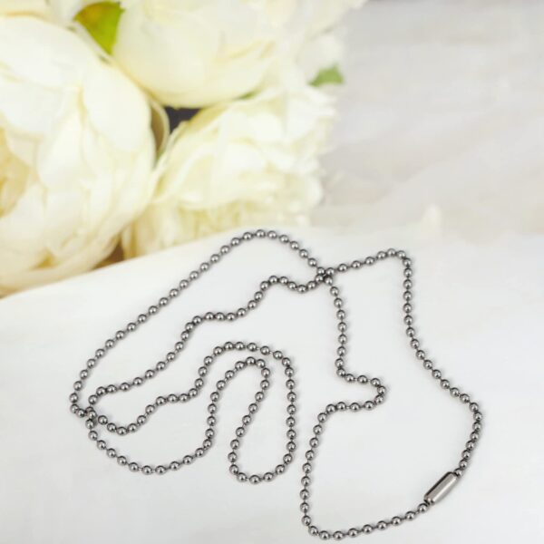 Titanium Bead Chain Necklace, Adjustable Jewelry Chain, Small Bead Ball Chain Necklace, With Gift Box (2.0-4.0mm Beads , 18- 30 inch) (2.4mm 24" gunmetal) - Image 4