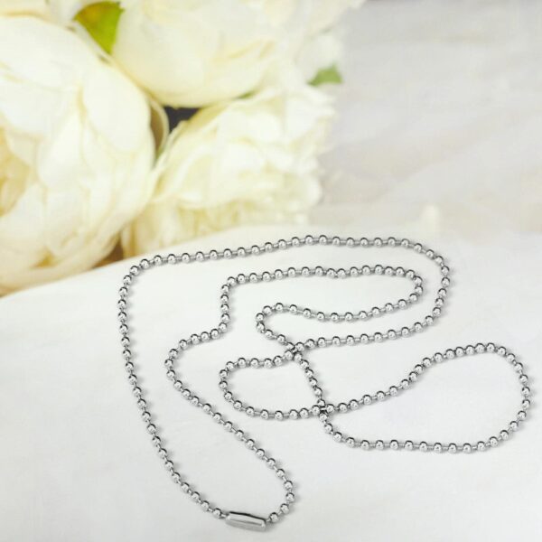 Stainless Steel Ball Bead Chain Adjustable Roller Matching Connectors Jewelry Making for Women Rustproof Clasp Silver (3.0mm 30" silvery) 2 pcs - Image 3