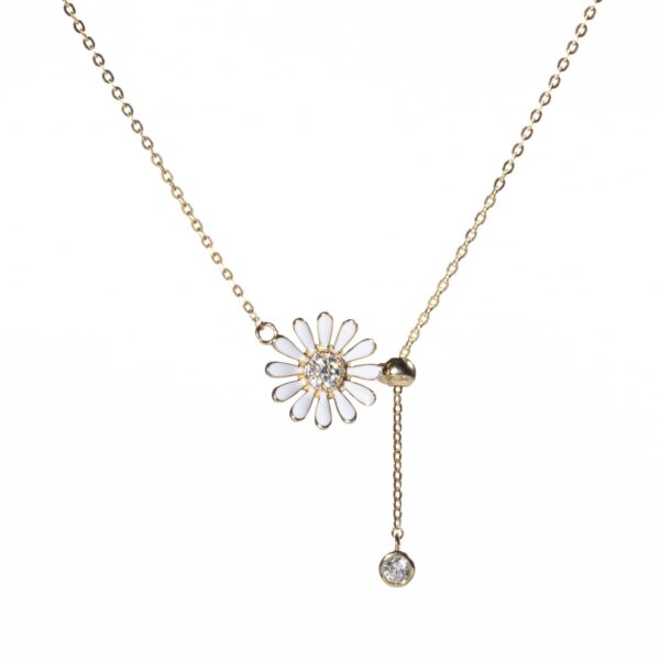 Ladies Sterling Silver Necklace Small Zou Chrysanthemum Pendant Necklace Delicate Jewelry Birthday Valentine's Day Gift for Daughter Wife Mom