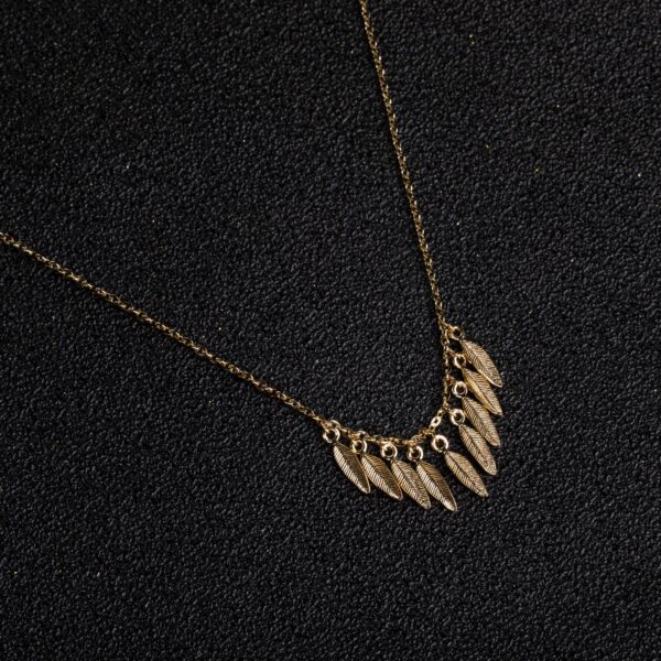 Women Sterling Silver Necklace Leaf Pendant Necklace Delicate Jewelry Birthday Valentine's Day Gift for Daughter Wife Mom (gold) - 图片 7
