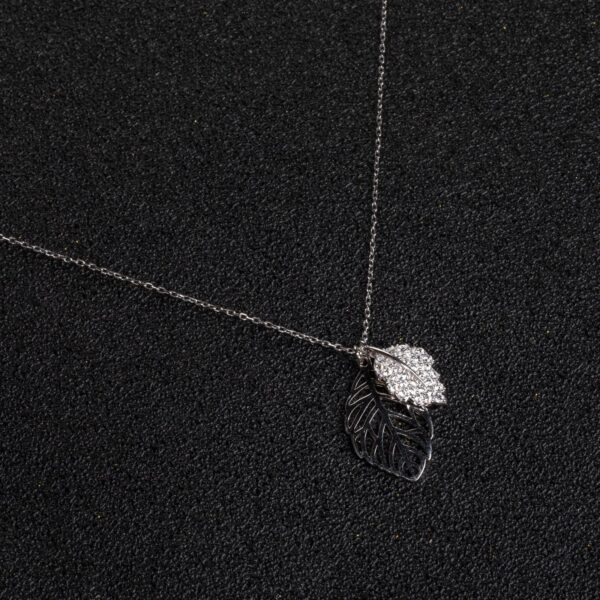 Women Sterling Silver Necklace Leaf Pendant Necklace Delicate Jewelry Birthday Valentine's Day Gift for Daughter Wife Mom - 图片 6