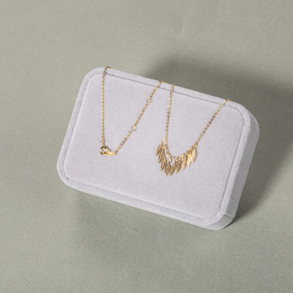 Women Sterling Silver Necklace Leaf Pendant Necklace Delicate Jewelry Birthday Valentine's Day Gift for Daughter Wife Mom (gold) - 图片 6