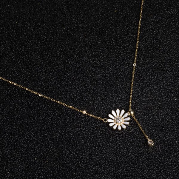 Ladies Sterling Silver Necklace Small Zou Chrysanthemum Pendant Necklace Delicate Jewelry Birthday Valentine's Day Gift for Daughter Wife Mom - 图片 7