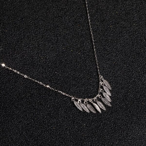 Women Sterling Silver Necklace Leaf Pendant Necklace Delicate Jewelry Birthday Valentine's Day Gift for Daughter Wife Mom (silver) - 图片 7