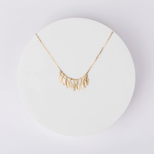 Women Sterling Silver Necklace Leaf Pendant Necklace Delicate Jewelry Birthday Valentine's Day Gift for Daughter Wife Mom (gold) - 图片 4