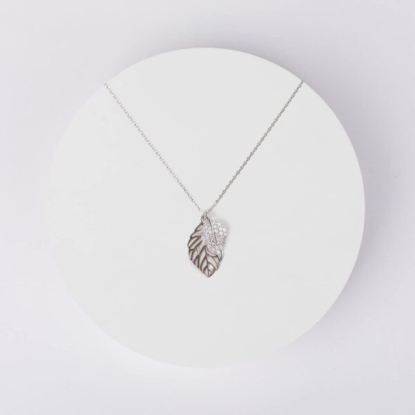 Women Sterling Silver Necklace Leaf Pendant Necklace Delicate Jewelry Birthday Valentine's Day Gift for Daughter Wife Mom - 图片 3