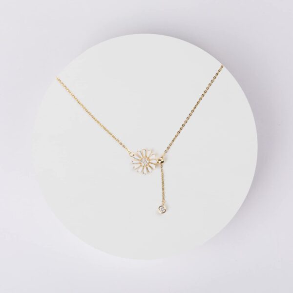 Ladies Sterling Silver Necklace Small Zou Chrysanthemum Pendant Necklace Delicate Jewelry Birthday Valentine's Day Gift for Daughter Wife Mom - 图片 4