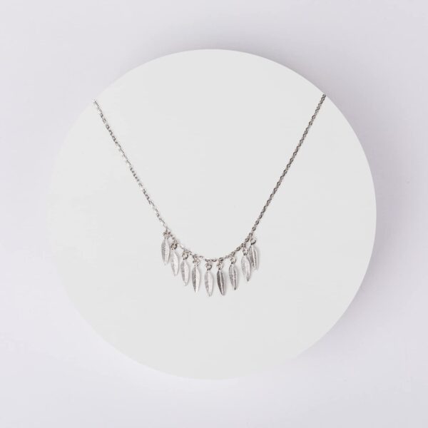 Women Sterling Silver Necklace Leaf Pendant Necklace Delicate Jewelry Birthday Valentine's Day Gift for Daughter Wife Mom (silver) - 图片 4