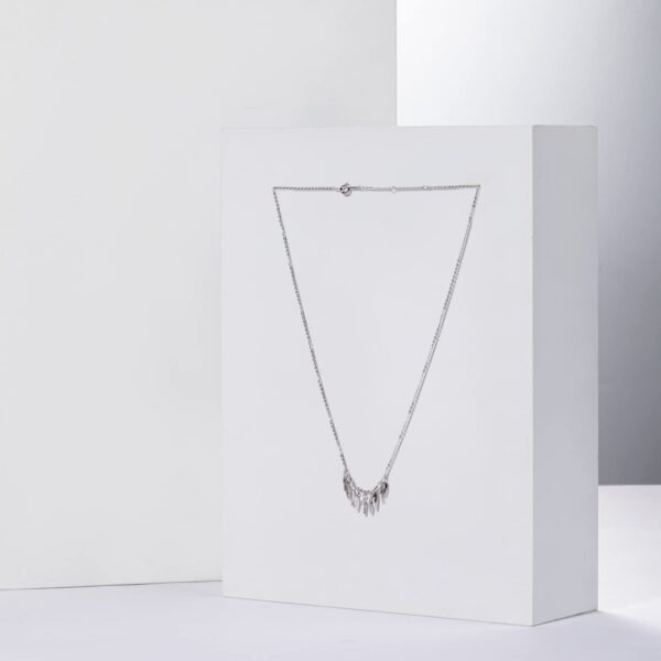 Women Sterling Silver Necklace Leaf Pendant Necklace Delicate Jewelry Birthday Valentine's Day Gift for Daughter Wife Mom (silver) - 图片 3